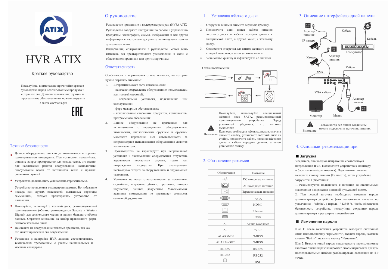 Первая страница краткого руководства HVR ATIX